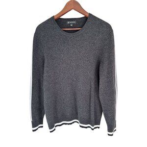 INC International Concepts Sweater Crewneck Gray White Stripe